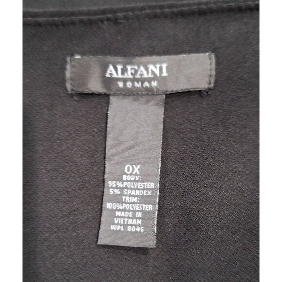 NWT Alfani Black Sleeveless Chiffon Top W/ Pleated Front & Embellished Neckline/ - Picture 7 of 7